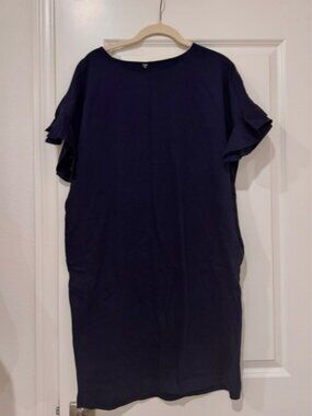 Uniqlo Navy Ruffle Sleeve Shirt Dress Size M